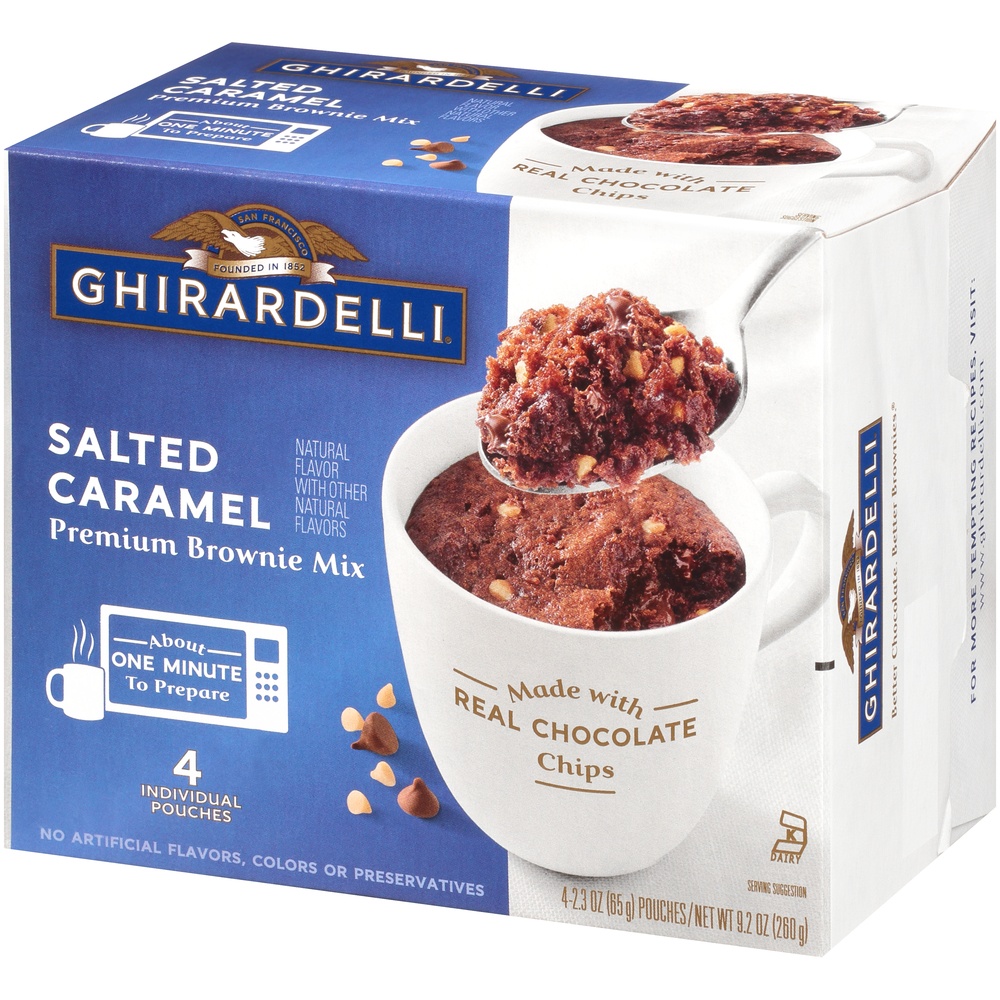 slide 3 of 8, Ghirardelli Ghirardelli Salted Caramel Premium Brownie Mug Mix 4 - 2.3 Oz Pouches, 4 ct; 2.3 oz