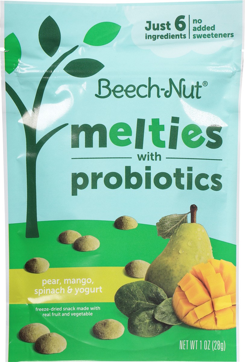 slide 9 of 11, Beech-Nut Stage 3 (from About 8 Months) Pear, Mango, Spinach & Yogurt Melties with Probiotics Stage 3 1 oz, 2.5 oz