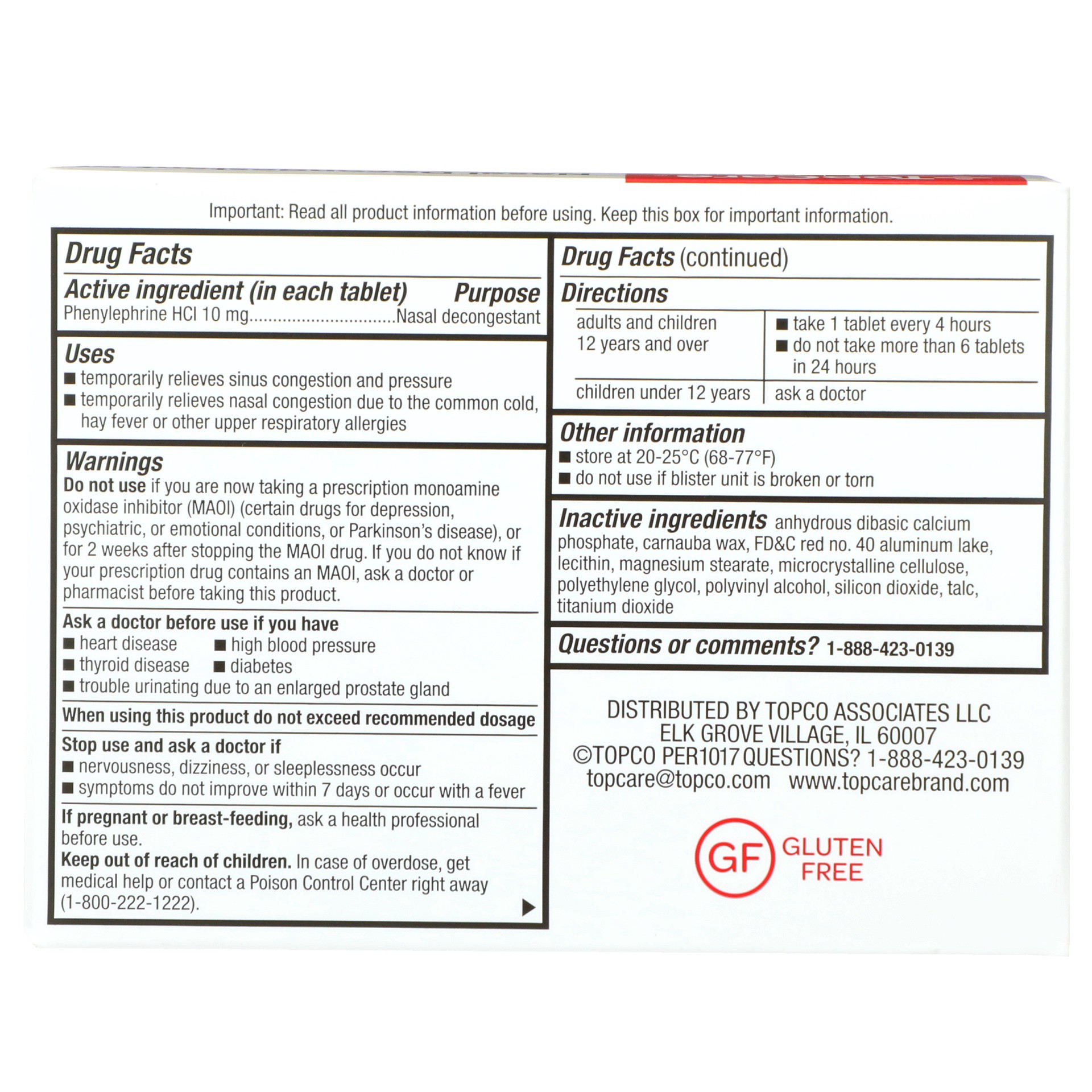 slide 4 of 6, TopCare Top Care Nasal Decongestant ,Maximum Strength, 10Mg - 72Ea, 72 ct