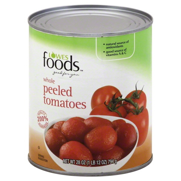 slide 1 of 1, Lowes Foods Tomatoes Whole Peeled, 28 oz