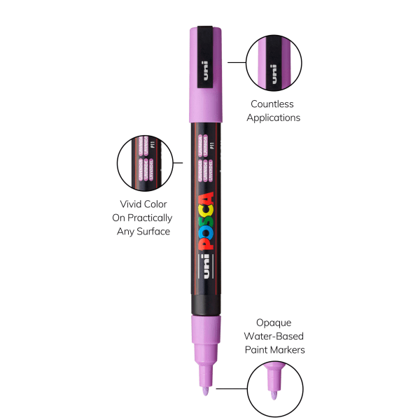 slide 6 of 8, Uni-Ball Uni Posca Pc-3M Water-Based Paint Markers, Reversible Fine Tip (0.9-1.3Mm), Soft Colors, 8Ct, 1 ct