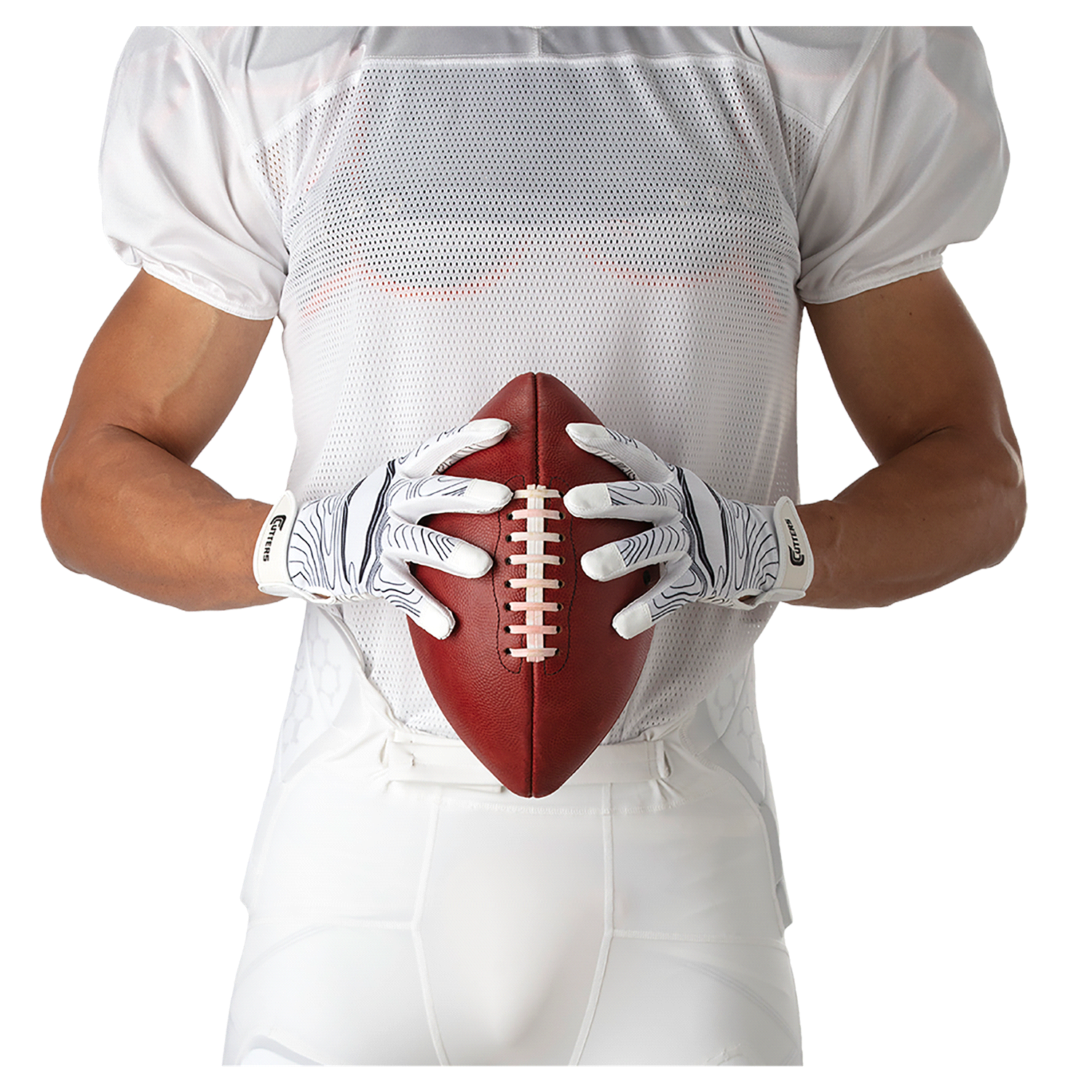 slide 2 of 3, Shock Doctor Cutters Game Day Receiver Gloves, White Topo, YS/YM, 1 ct