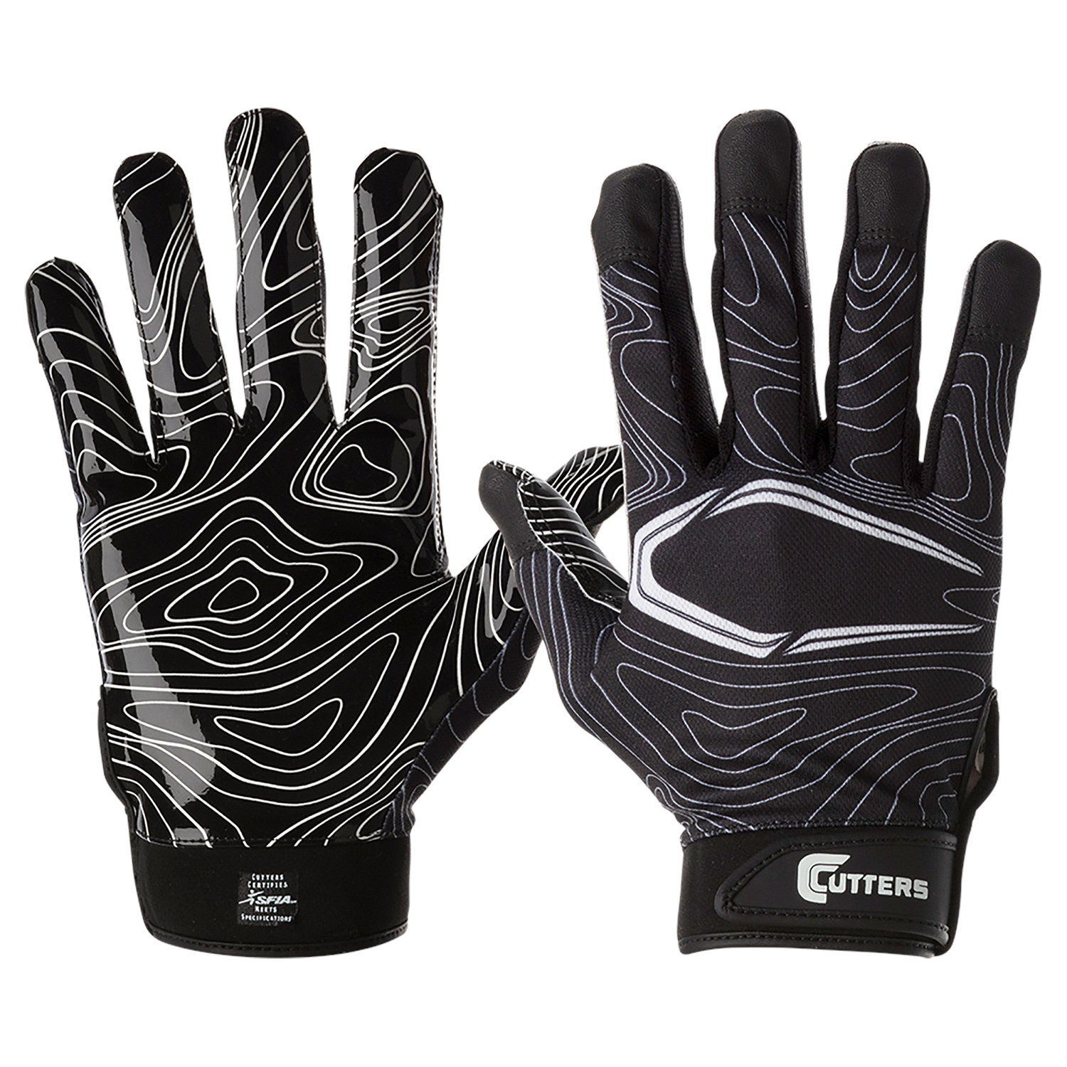 slide 1 of 4, Shock Doctor Cutters Game Day Receiver Gloves, Black Topo, YL/YXL, 1 ct