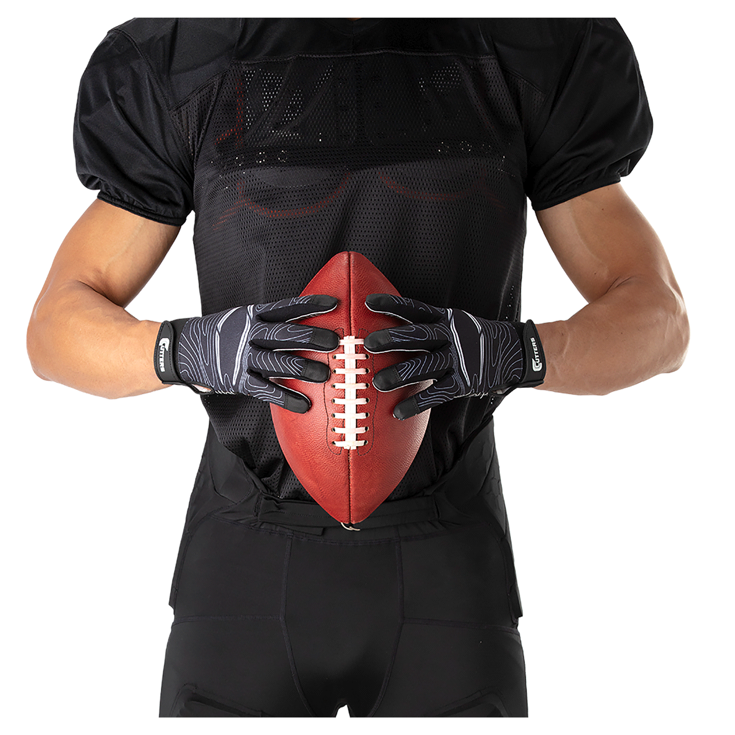slide 3 of 4, Shock Doctor Cutters Game Day Receiver Gloves, Black Topo, L/XL, LG/XL