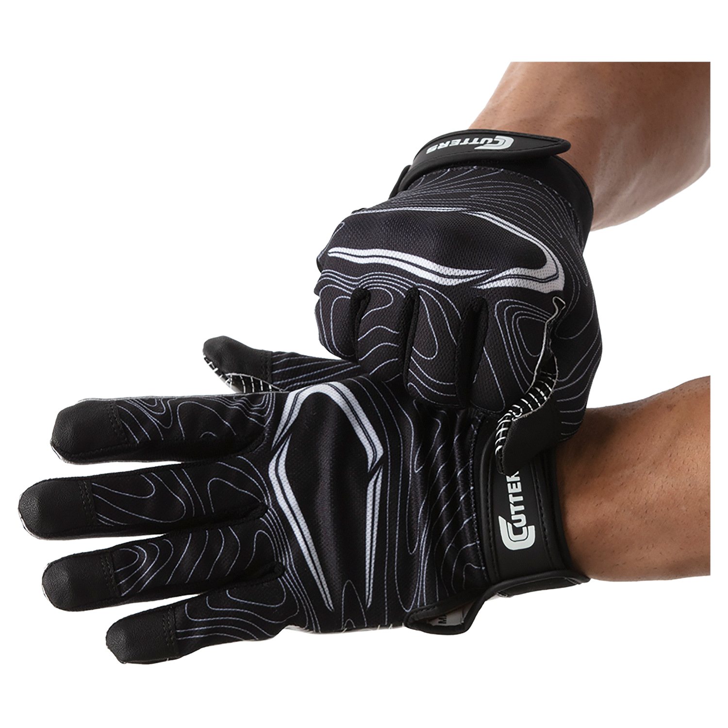 slide 4 of 4, Shock Doctor Cutters Game Day Receiver Gloves, Black Topo, L/XL, LG/XL