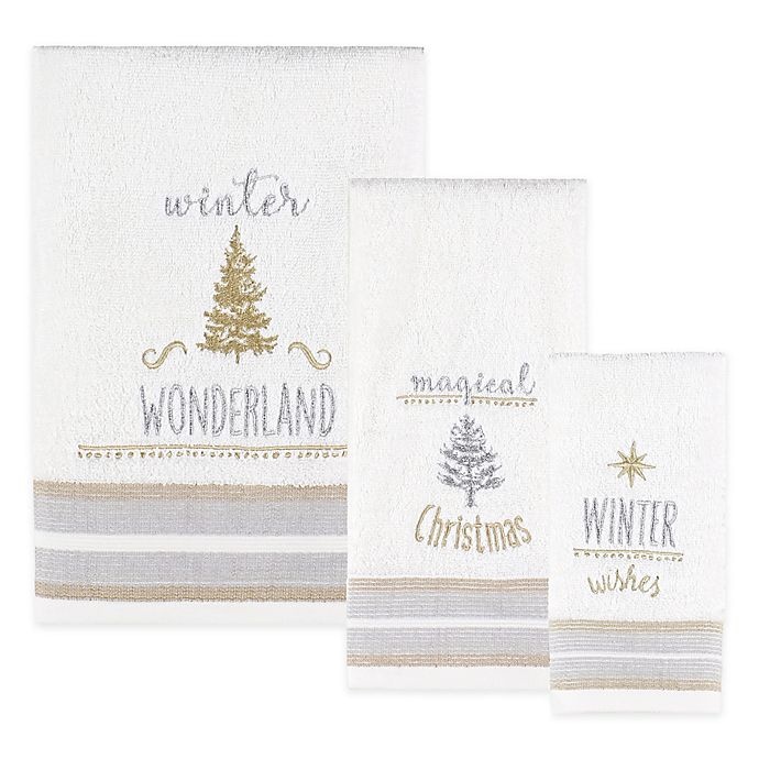 slide 1 of 1, Winter Wonderland Magic Christmas Fingertip Towel - White, 1 ct