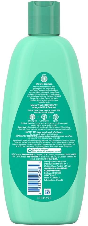 slide 6 of 6, Johnson's No More Tangles Toddler Hair Shampoo & Conditioner, 13 fl oz