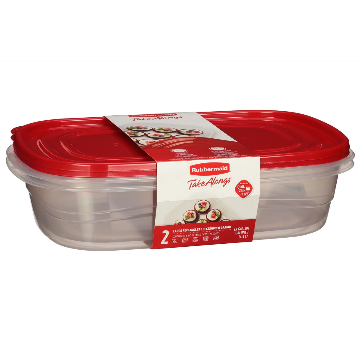 slide 3 of 9, Rubbermaid Take Alongs 1.1 Gallon Large Rectangles Containers & Lids 2 ea, 2 ct