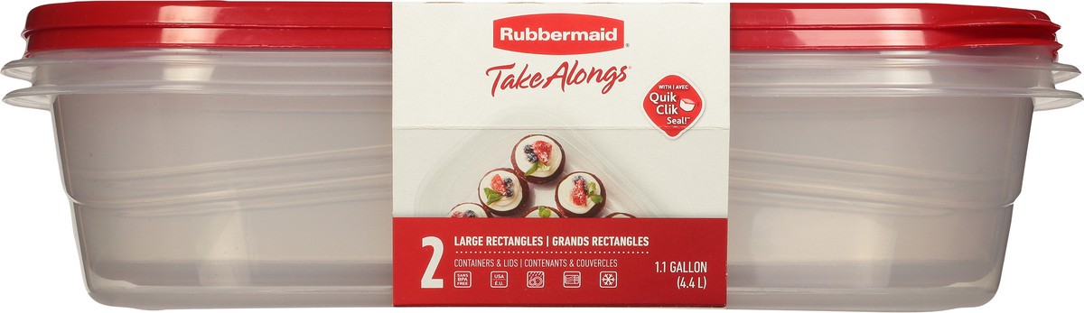 slide 6 of 9, Rubbermaid Take Alongs 1.1 Gallon Large Rectangles Containers & Lids 2 ea, 2 ct