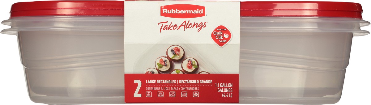 slide 7 of 9, Rubbermaid Take Alongs 1.1 Gallon Large Rectangles Containers & Lids 2 ea, 2 ct