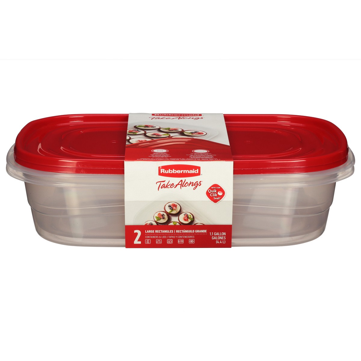 slide 1 of 9, Rubbermaid Take Alongs 1.1 Gallon Large Rectangles Containers & Lids 2 ea, 2 ct