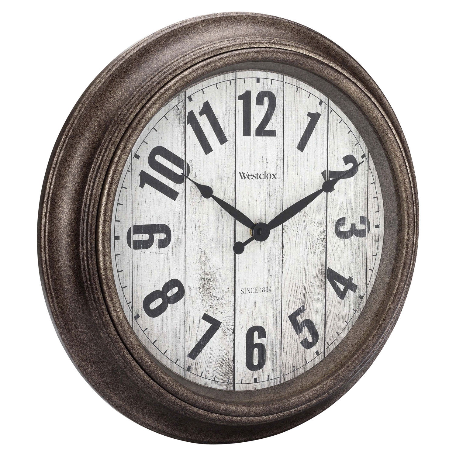 slide 3 of 4, Westlox Wall Clock-Antique Wood Grain Di, 1 ct
