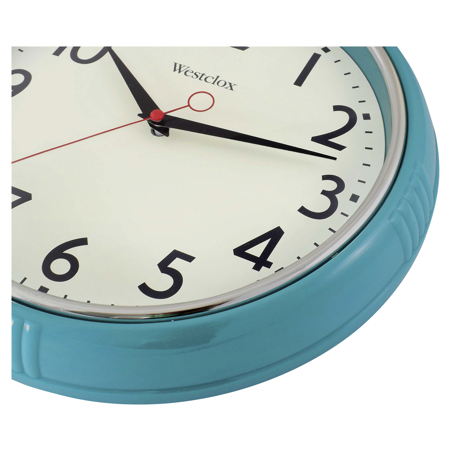 slide 3 of 3, Westclox Wall Clock 12 Teal Retro, 12 in