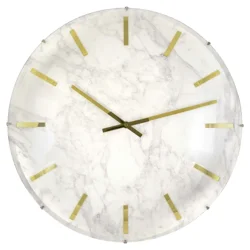 Westclox 19.8" White Marble & Gold Dome