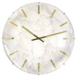 Westclox 19.8" White Marble & Gold Dome