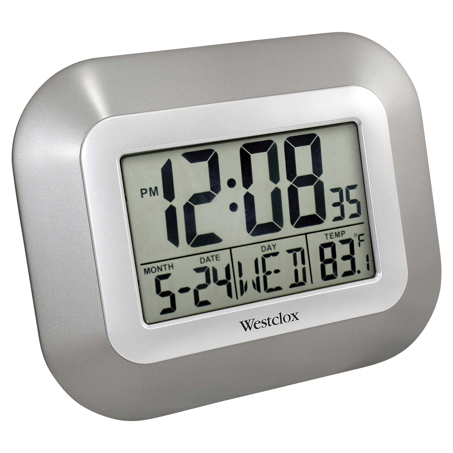 slide 2 of 3, Westclox Lcd Wall Clock-Silver, 8.95