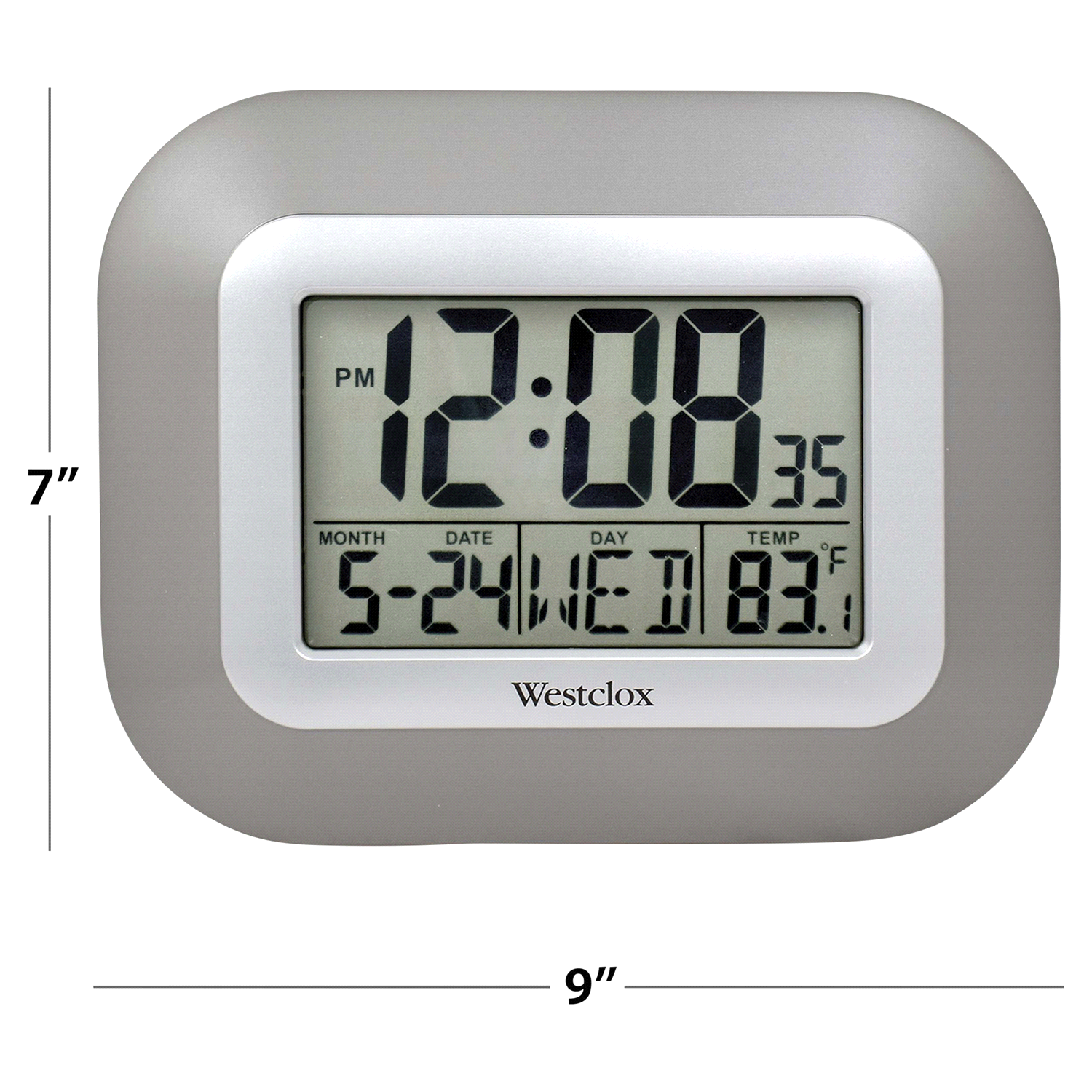 slide 3 of 3, Westclox Lcd Wall Clock-Silver, 8.95