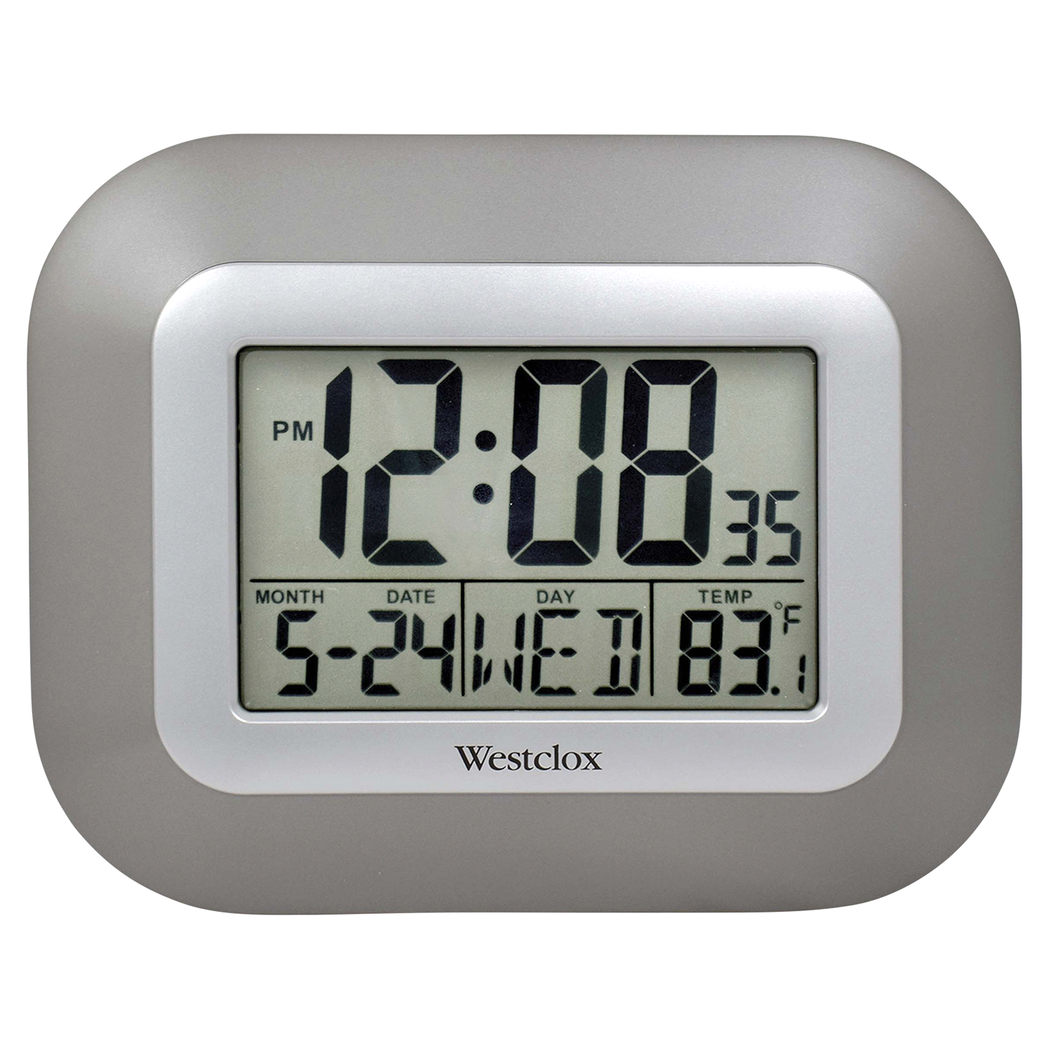 slide 1 of 3, Westclox Lcd Wall Clock-Silver, 8.95