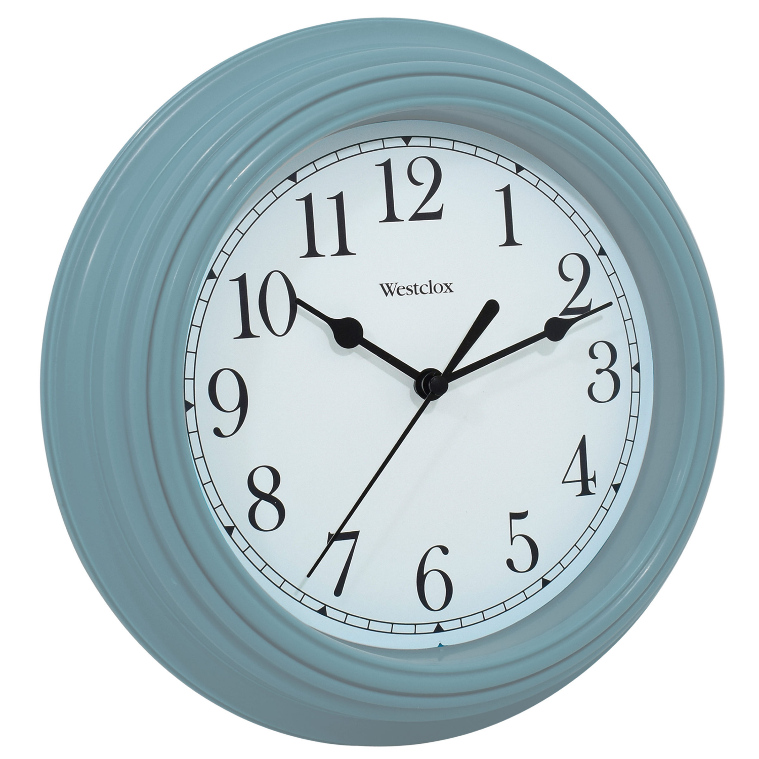 slide 3 of 4, 9" Round Sea Fog Blue Simplicity Clock, 9 in
