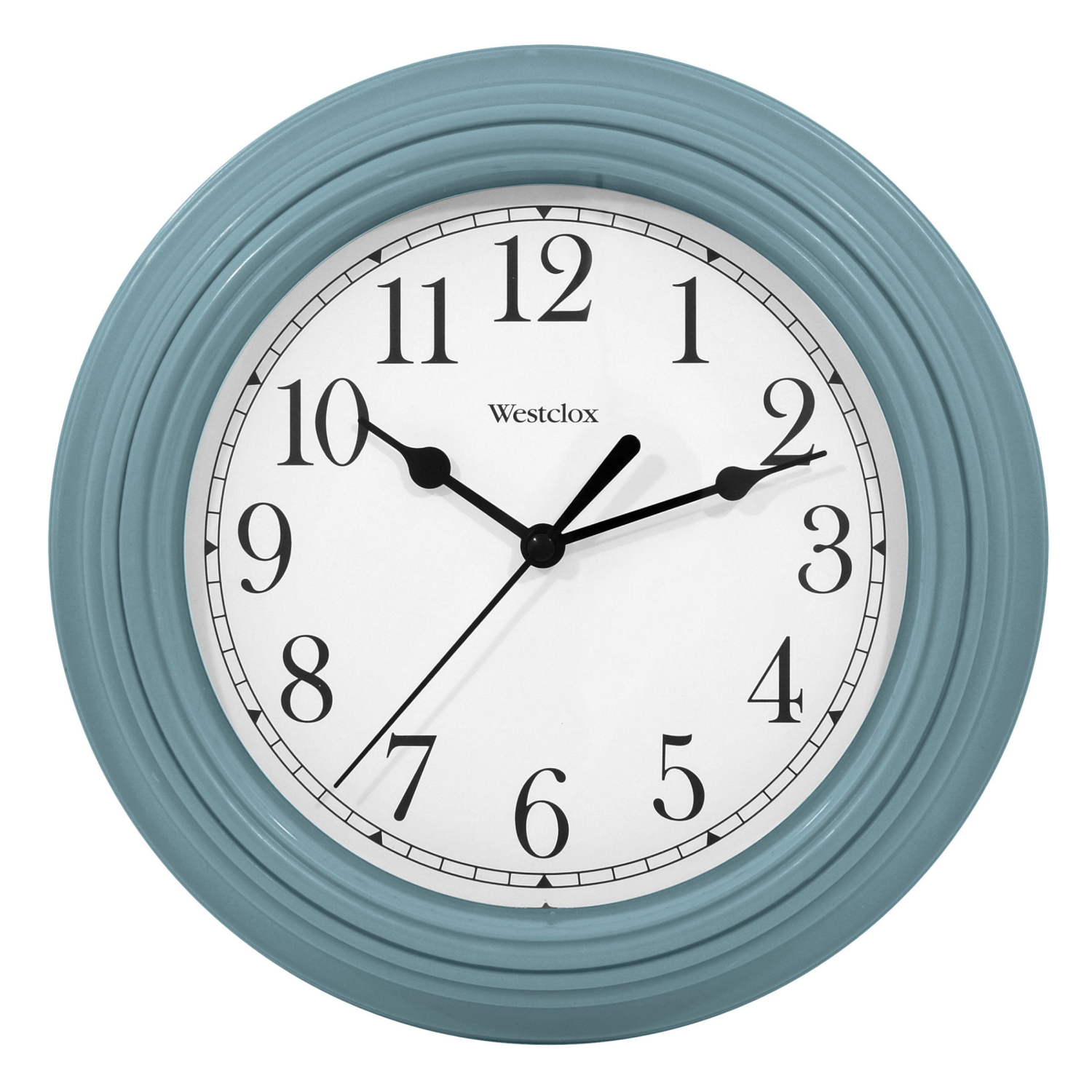 slide 1 of 4, 9" Round Sea Fog Blue Simplicity Clock, 9 in