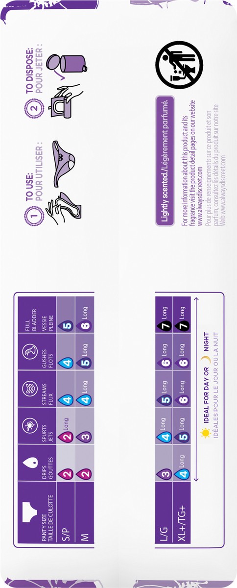 slide 3 of 9, Always Discreet Adult Incontinence Pads for Women, Extra Heavy Absorbency, Long Length, Postpartum Pads, 45 CT, 45 ct