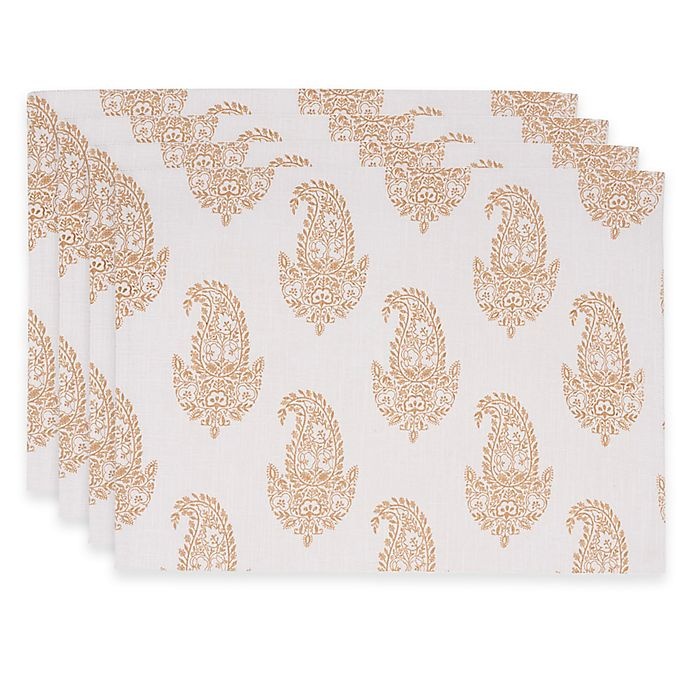 slide 1 of 2, KAF Home Rani Placemats - White/Gold, 4 ct