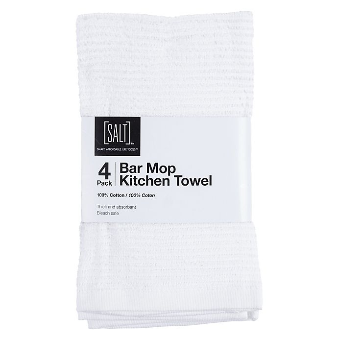 slide 2 of 2, SALT Wave Bar Mop Kitchen Towels - White, 4 ct