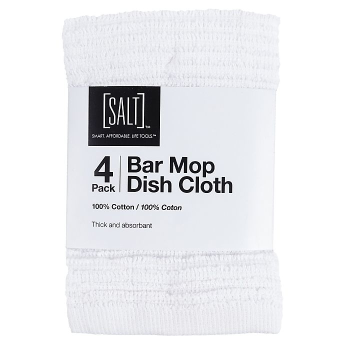 slide 2 of 2, SALT Wave Bar Mop Dish Cloths - White, 4 ct