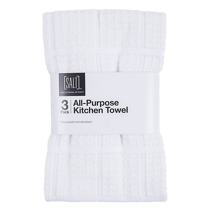 slide 2 of 2, SALT All Purpose Waffle Weave Kitchen Towels - White, 3 ct