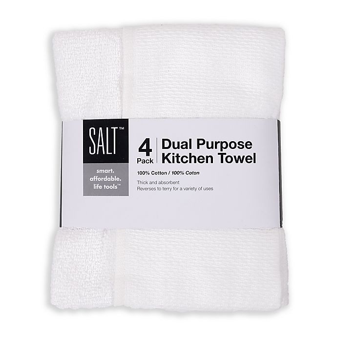 slide 2 of 2, SALT Dual Purpose Kitchen Towels - White, 4 ct