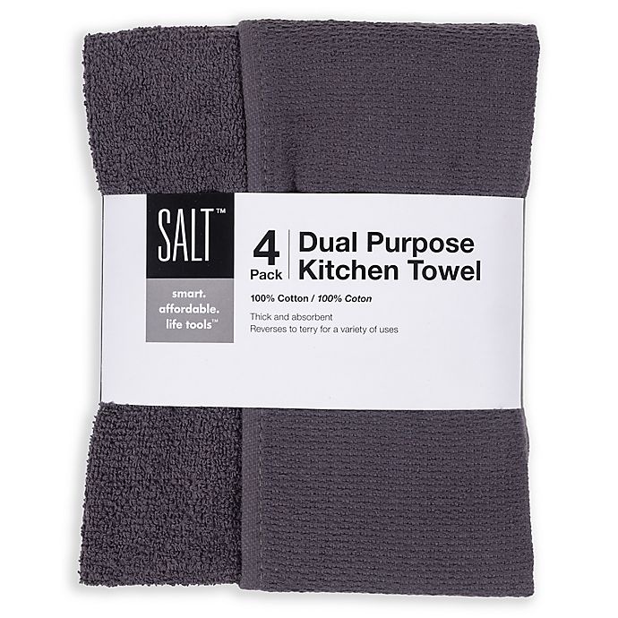 slide 2 of 2, SALT Dual Purpose Kitchen Towels - Grey, 4 ct