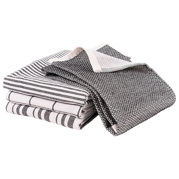 slide 4 of 11, Artisanal Kitchen Supply Reversible Terry Kitchen Towels - Black, 4 ct