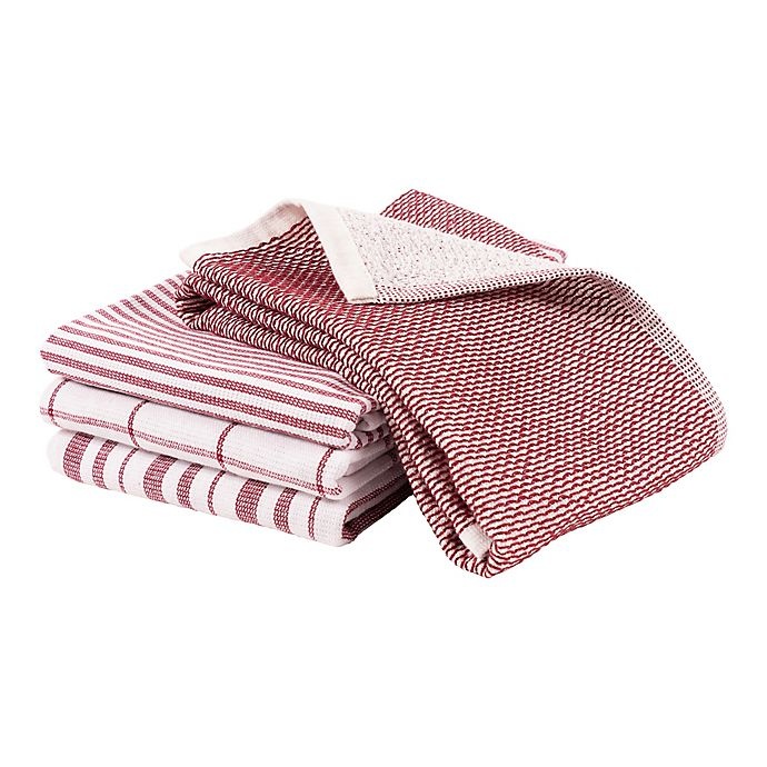 slide 4 of 11, Artisanal Kitchen Supply Reversible Terry Kitchen Towels - Red, 4 ct