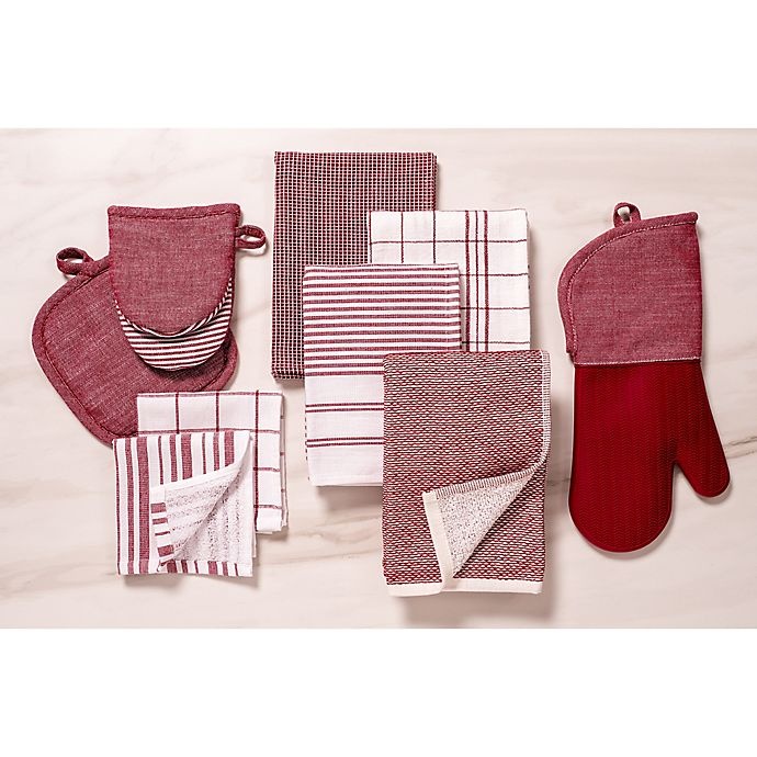 slide 6 of 11, Artisanal Kitchen Supply Reversible Terry Kitchen Towels - Red, 4 ct