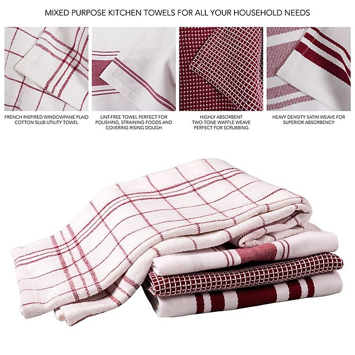 slide 2 of 11, Artisanal Kitchen Supply Flat Kitchen Towels - Red, 4 ct