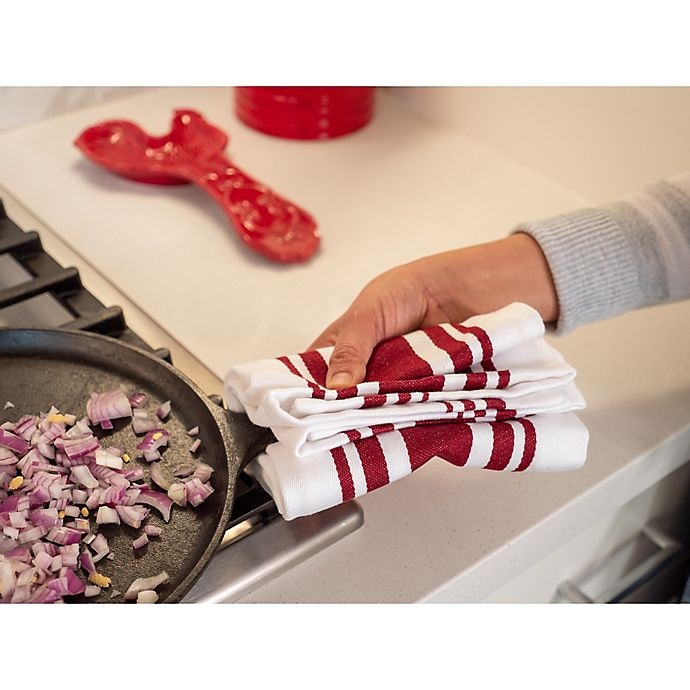 slide 10 of 11, Artisanal Kitchen Supply Flat Kitchen Towels - Red, 4 ct