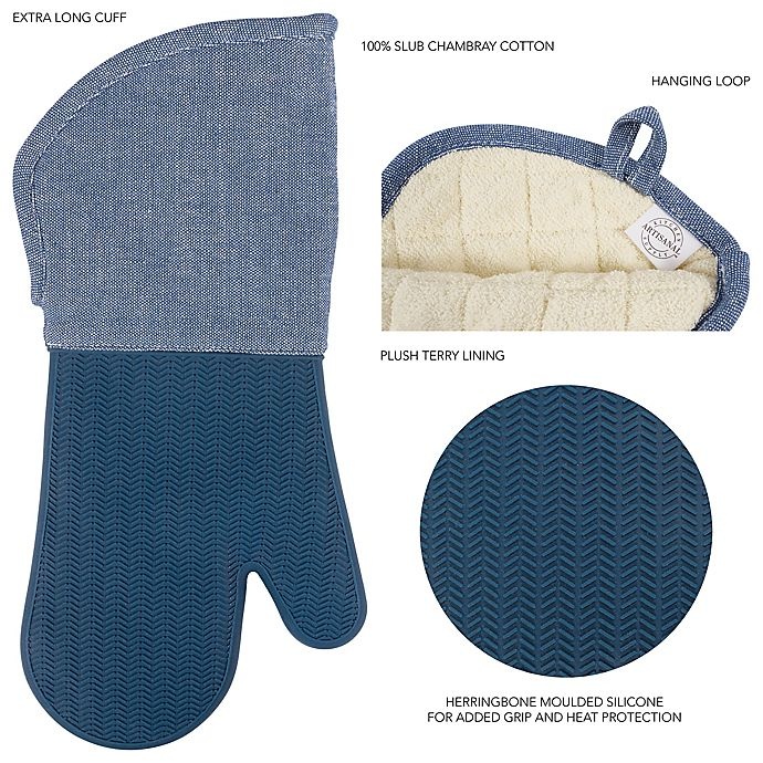 slide 5 of 7, Artisanal Kitchen Supply Silicone Oven Mitt - Navy, 1 ct