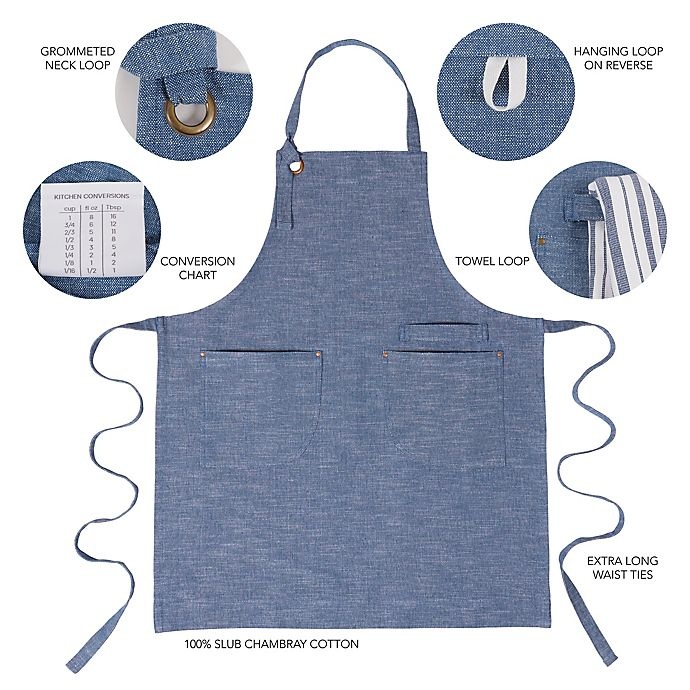 slide 2 of 3, Artisanal Kitchen Supply Chambray Apron - Navy, 1 ct