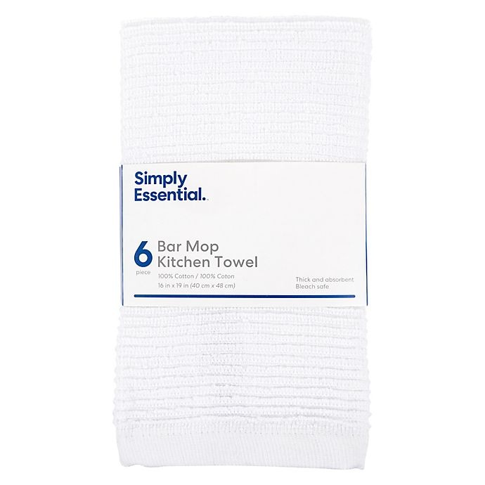 slide 2 of 3, Simply Essential Bar Mop Kitchen Towels - White, 6 ct