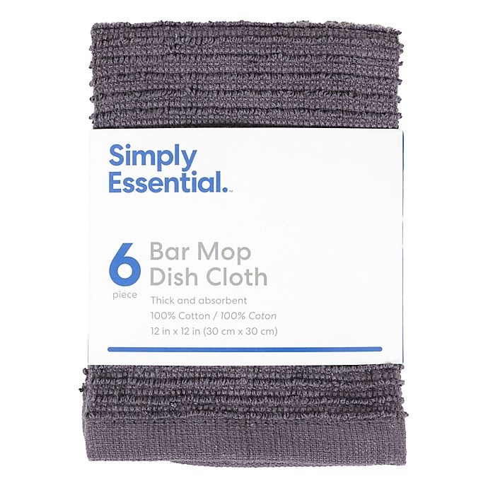 slide 2 of 3, Simply Essential Bar Mop Dish Cloths - Grey, 6 ct