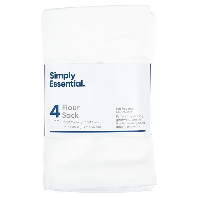 slide 2 of 2, Simply Essential Flour Sack Kitchen Towels - White, 4 ct