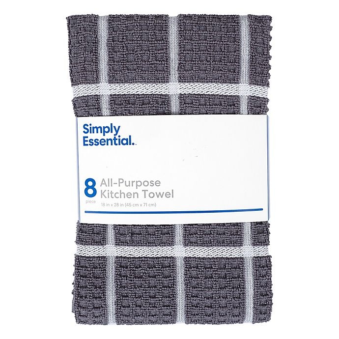 slide 2 of 2, Simply Essential All Purpose Kitchen Towels - Grey, 8 ct