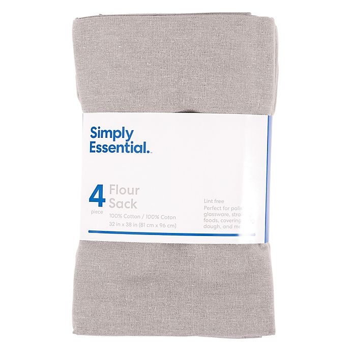 slide 2 of 2, Simply Essential Flour Sack Kitchen Towels - Grey, 4 ct