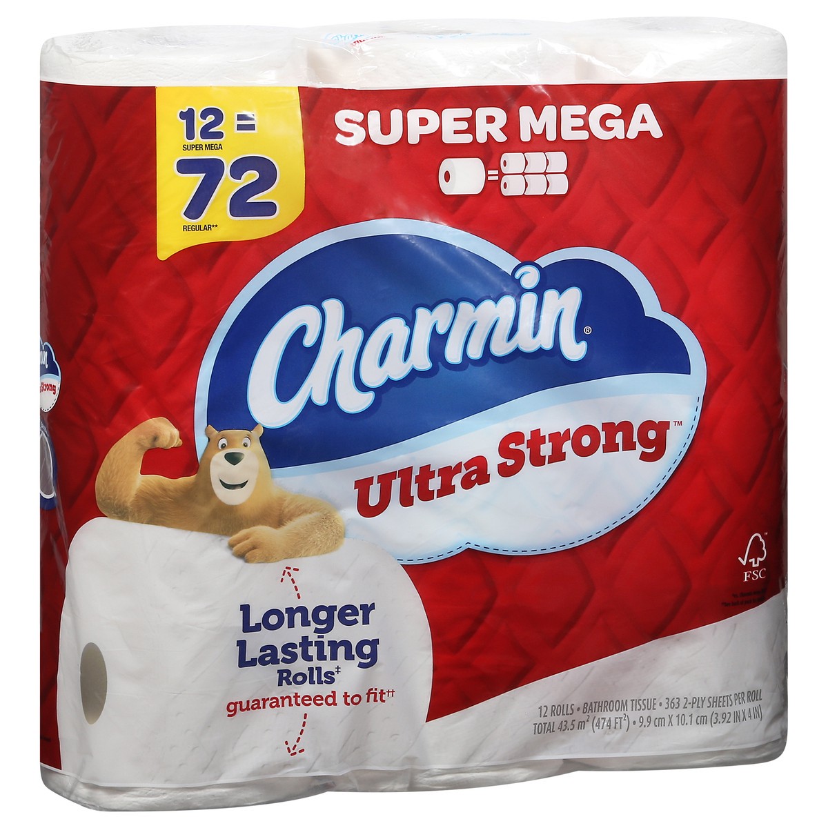 slide 2 of 9, Charmin Ultra Strong 2-Ply Super Mega Bathroom Tissue Super Mega 12 ea, 12=72 rolls
