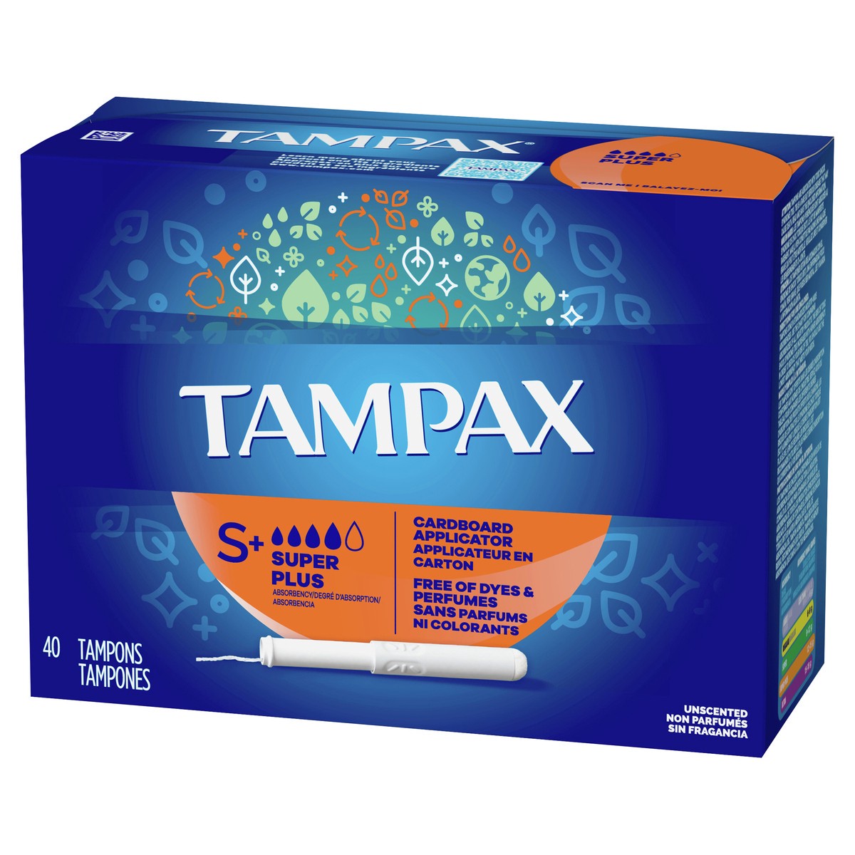 slide 3 of 5, Tampax Super Plus Cardboard Applicator Unscented Tampons 40 ea, 40 ct