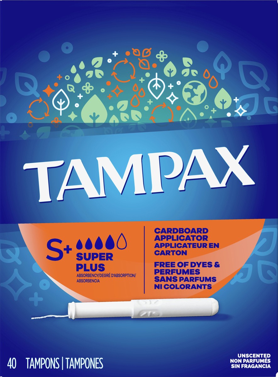 slide 4 of 5, Tampax Super Plus Cardboard Applicator Unscented Tampons 40 ea, 40 ct