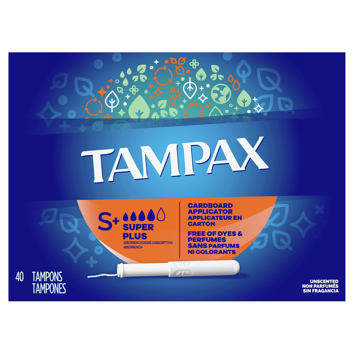 slide 1 of 5, Tampax Super Plus Cardboard Applicator Unscented Tampons 40 ea, 40 ct