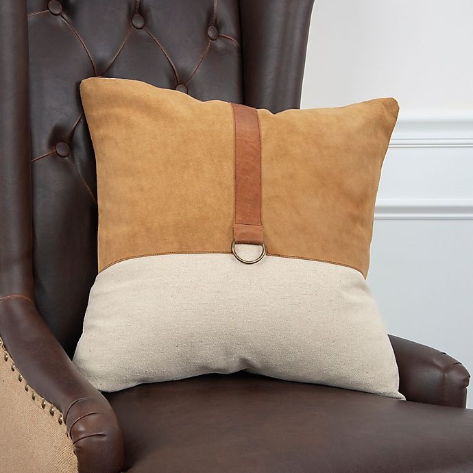 slide 5 of 5, Rizzy Home Color Block Square Throw Pillow - Natural/Camel, 20 in