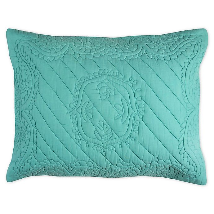 slide 1 of 1, Rizzy Home Moroccan Fling Floral Standard Pillow Sham - Aqua, 1 ct