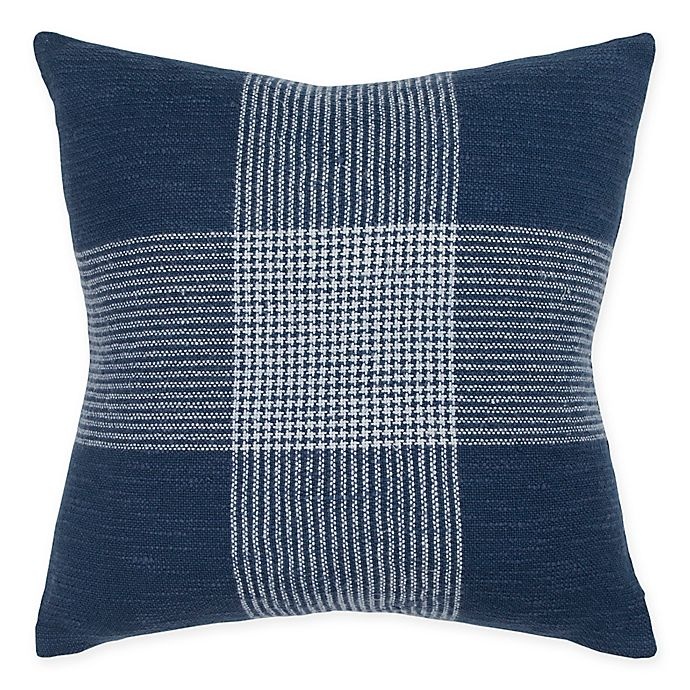 slide 1 of 5, Rizzy Home Woven Plaid Square Throw Pillow - Indigo/White, 1 ct